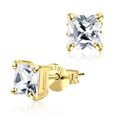 Gold Plated Square CZ Stud Earring STA-5SQ-GP
